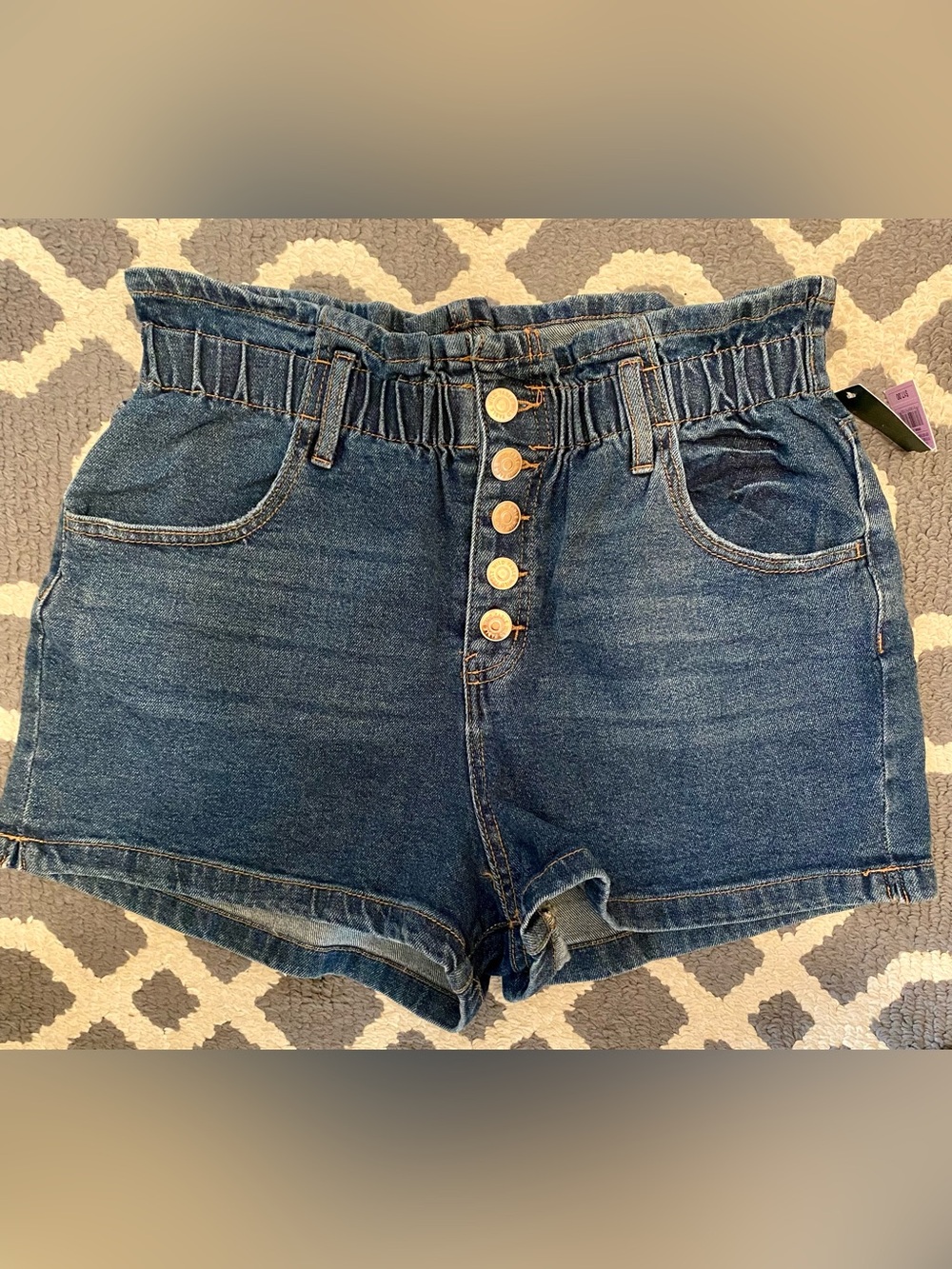 wild fable Dark Blue High-Rise Button-Front Denim Shorts